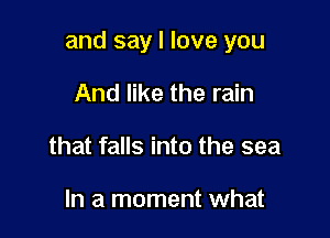 and say I love you

And like the rain
that falls into the sea

In a moment what