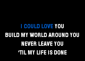 I COULD LOVE YOU
BUILD MY WORLD AROUND YOU
EVER LEAVE YOU
'TIL MY LIFE IS DONE