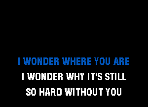 I WONDER WHERE YOU ARE
I WONDER WHY IT'S STILL
SO HARD WITHOUT YOU