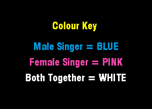 Colour Key
Male Singer z BLUE

Female Singer PINK
Both Together . WHITE