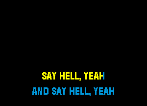 SAY HELL, YEAH
AND SAY HELL, YERH