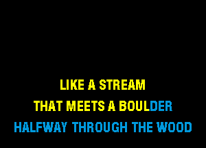 LIKE A STREAM
THAT MEETS A BOULDER
HALFWAY THROUGH THE WOOD