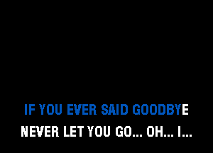 IF YOU EVER SAID GOODBYE
NEVER LET YOU GO... OH... I...