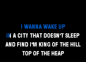 I WANNA WAKE UP
IN A CITY THAT DOESN'T SLEEP
AND FIND I'M KING OF THE HILL
TOP OF THE HEAP