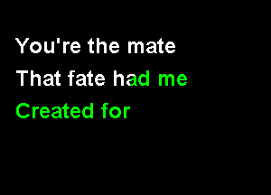 You're the mate
That fate had me

Created for