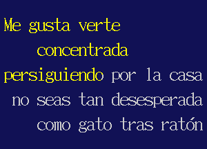 Me gusta verbs
concentrada

persiguiendo por la casa

no seas tan desesperada
como gato tras Fawn