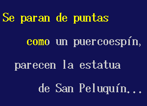 Se paran de puntas

como un puercoespfn,

parecen la estatua

de San Peluqufn...