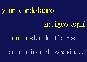 y un candelabro
antiguo aqui

un cesto de flores

en medio del zagu6n...