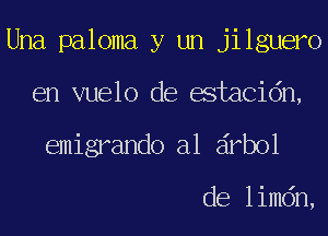 Una paloma y un jilguero
en vuelo de estacidn,
emigrando a1 drbol

de limdn,