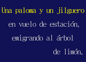 Una paloma y un jilguero
en vuelo de estacidn,
emigrando a1 drbol

de limdn,