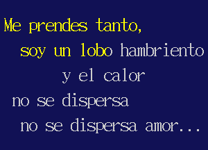 Me prendae farm),
soy un lobo hambriento
y el calor
no se dispersal
no se dispersal amor. ..