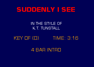 IN THE STYLE 0F
KT TUNSTALL

KEY OFEDJ TIME 3118

4 BAR INTRO
