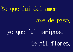 Yo que fui del amor

ave de paso,

yo que fui mariposa

de mil flores,