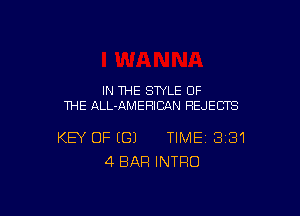 IN THE STYLE OF
THE ALL-AMEHICAN REJECTS

KEY OF (G) TIME 381
4 BAR INTRO