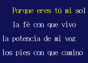 Porque eres t0 mi sol
1a f con que vivo

la potencia de mi voz

los pies con que camino