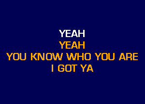 YEAH
YEAH

YOU KNOW WHO YOU ARE
I GOT YA