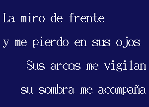 Ia miro de frente

y me pierdo en sus Ojos

Sus arcos me vigilan

su sombra me acompa a