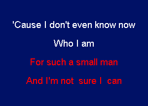 'Cause I don't even know now

Who I am