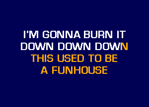 I'M GONNA BURN IT
DOWN DOWN DOWN
THIS USED TO BE
A FUNHOUSE