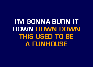 I'M GONNA BURN IT
DOWN DOWN DOWN
THIS USED TO BE
A FUNHOUSE