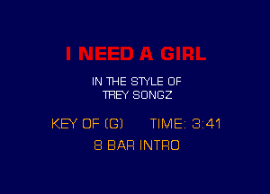 IN THE STYLE OF
THEY SONGZ

KEY OF (G) TIME 341
8 BAR INTRO