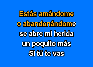 Estas aszmdome
o abandonandome

se abre mi herida
un poquito mas
Si tu te vas