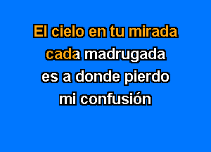 El cielo en tu mirada
cada madrugada

es a donde pierdo
mi confusidn