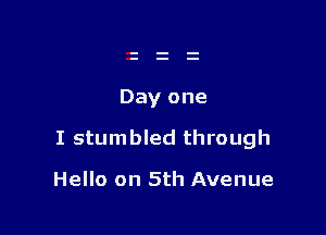 Day one

I stumbled through

Hello on 5th Avenue
