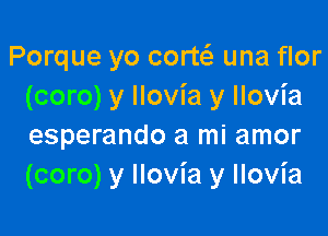 Porque yo corw una flor
(coro) y llovia y llovia

esperando a mi amor
(coro) y Ilovia y Ilovia