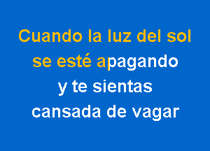 Cuando la luz del sol
se esw apagando

y te sientas
cansada de vagar