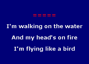 I'm walking on the water

And my head's on fire

I'm flying like a bird