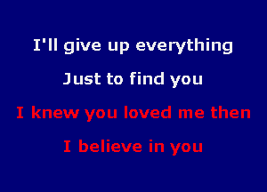 I'll give up everything

Just to find you