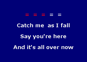 Catch me as I fall

Say you're here

And it's all over now