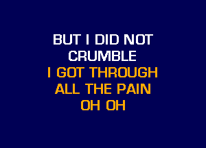 BUT I DID NOT
CRUMBLE
I GOT THROUGH

ALL THE PAIN
OH OH
