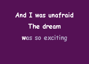 And I was unafraid

The dream

was so exciting