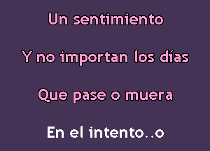 Un sentimiento

Y no importan los dias

Que pase o muera

En el intento..o