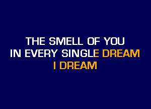 THE SMELL OF YOU
IN EVERY SINGLE DREAM
I DREAM