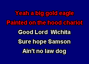 Good Lord Wichita

Sure hope Samson

Ain't no law dog
